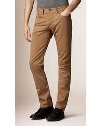 Burberry Straight Fit Stretch Cotton Trousers