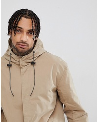 ASOS DESIGN Hooded Light Weight Parka In Stone