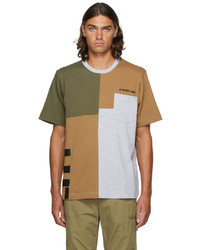 Helmut Lang Green Brown Patchwork T Shirt