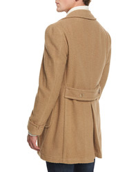 Lubiam Double Breasted Wool Blend Pea Coat Camel