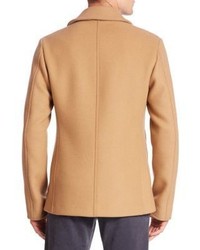 Tomas Maier Double Breasted Wool Blend Peacoat