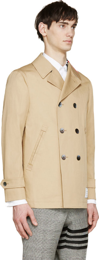 Thom Browne Khaki Classic Peacoat, $1,950 | SSENSE | Lookastic