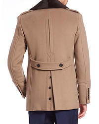 Burberry London Elson Fur Trimmed Wool Cashmere Peacoat