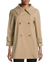 Michl Kors Collection 34 Sleeve Double Breasted Peacoat Fawn