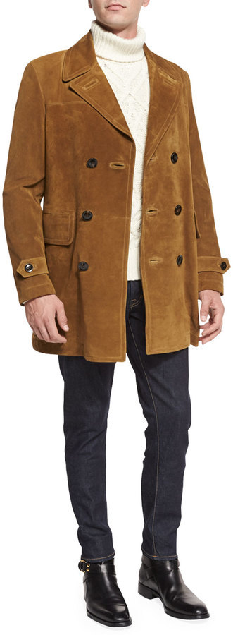 mens suede peacoat