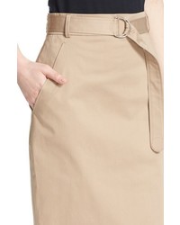 Akris Punto Belted Stretch Cotton Pencil Skirt