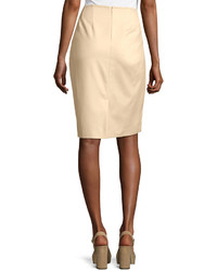Lafayette 148 New York Cotton Blend Pencil Skirt Tan