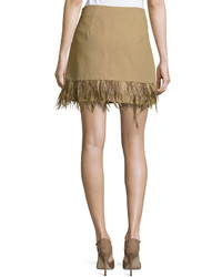 Brunello Cucinelli Feather Trim Mini Skirt Light Brown