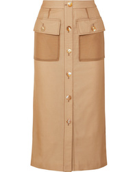 Rejina Pyo Lily Button Detailed Cotton And And Chiffon Midi Skirt