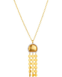 Gurhan 24k Small Diamond Moon Tassel Pendant Necklace 040tcw