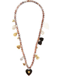 Carolina Bucci Recharmed Sogno 18 Karat Gold Multi Stone Necklace Taupe