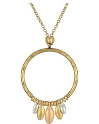 Lucky Brand Tri Tone Hoop Pendant Necklace Necklace