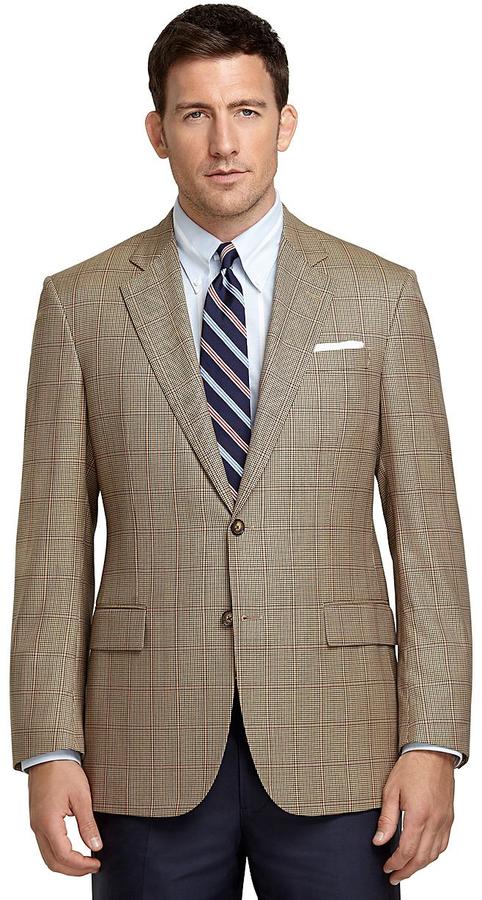 Brooks Brothers Madison Fit Brown Check With Red Deco Sport Coat ...