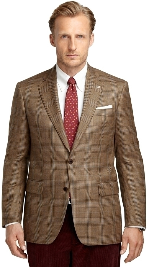 Brooks Brothers Men's Classic Fit Wool Plaid 1818 Sport Coat | Brown | Size 42 Regular