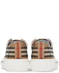 Burberry Beige Cotton Check Sneakers