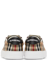 Burberry Beige Rangleton Check Low Sneakers