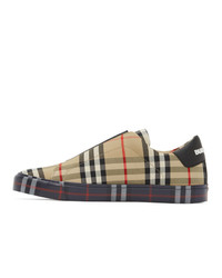 Burberry Beige Contrast Check Markham Sneakers