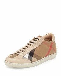 Tan Plaid Canvas Sneakers