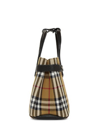 Burberry Beige And Black Vintage Check Small Banner Tote