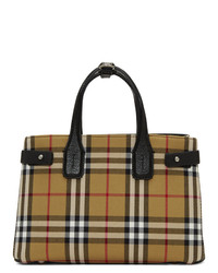Burberry Beige And Black Vintage Check Small Banner Tote