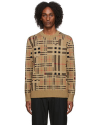 Burberry Brown Black Contrast Check Sweater