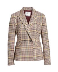 Tan Plaid Double Breasted Blazer