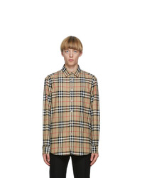 Burberry Beige Flannel Vintage Check Shirt