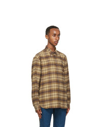 Gucci Brown And Khaki Check Flannel Shirt