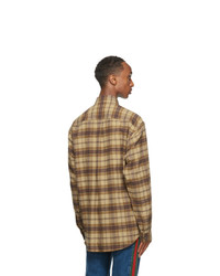 Gucci Brown And Khaki Check Flannel Shirt