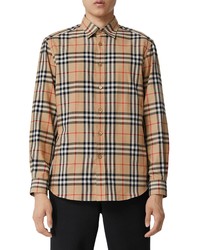 Burberry Chambers Check Button Up Flannel Shirt