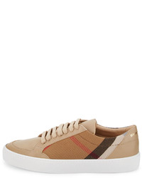 Burberry Salmond Check Leather Low Top Sneakers