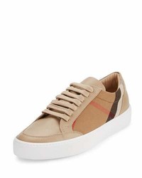 Burberry Salmond Check Leather Low Top Sneakers