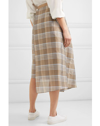 Brunello Cucinelli Checked Cotton And Voile Wrap Skirt