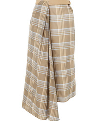 Brunello Cucinelli Checked Cotton And Voile Wrap Skirt