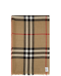 Burberry Beige Wool Check Scarf