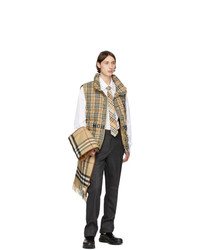 Burberry Brown And Beige Cashmere Quilted Scarf