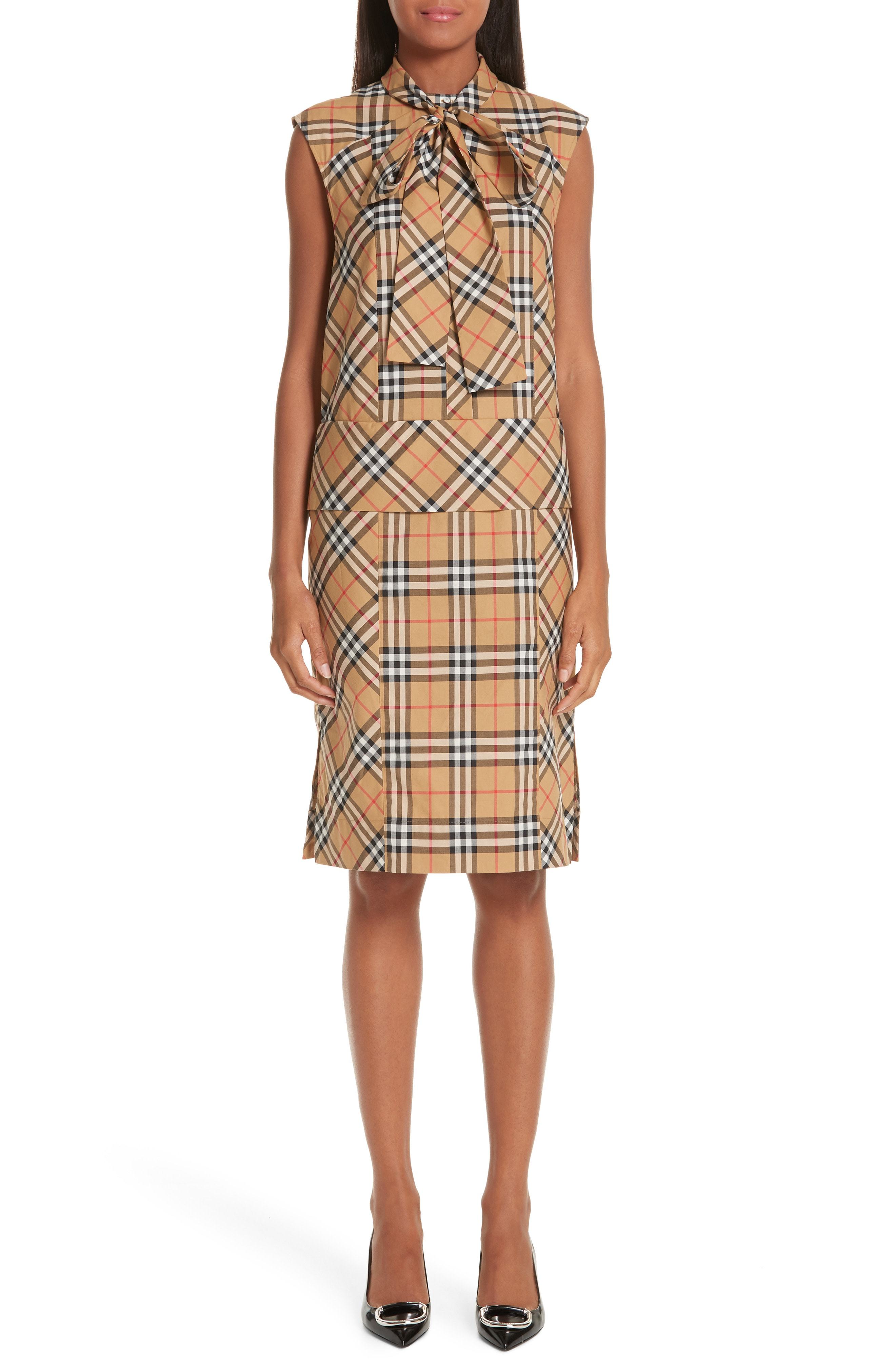 Burberry Luna Tie Neck Check Dress, $790 | Nordstrom | Lookastic
