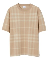 Burberry Plaid Pattern Wool Silk T Shirt