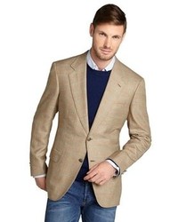 Brioni Tan Plaid Wool Two Button Jacket