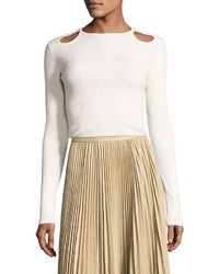 The Row Locle Pleated Leather Midi Skirt Khaki