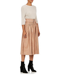 Ulla Johnson Hilda Pleated Leather Midi Skirt