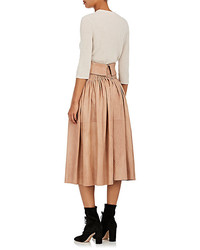 Ulla Johnson Hilda Pleated Leather Midi Skirt