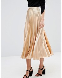 Asos Midi Skirt In Pleated Satin