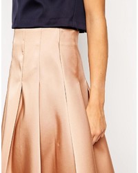 Asos Premium Pleated Skirt In Satin