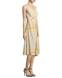 Tan Pleated Silk Dress