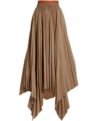Loewe Asymmetric Pleated Cotton Skirt