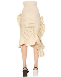 Jacquemus Pleated Fans Cotton Twill Midi Skirt