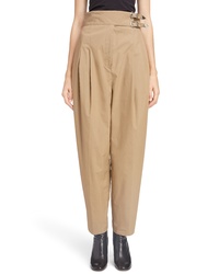 Tan Pleated Tapered Pants