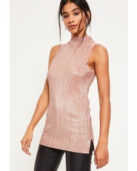 Missguided Nude Shimmer Pleated Tunic