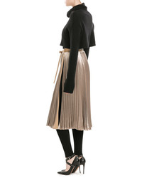 Valentino Pleated Velvet Skirt With Silk